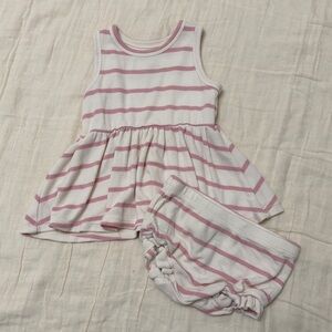 Angel Dear Pink and White Dress with Bloomers, 3-6 month